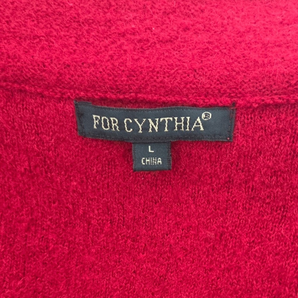 For Cynthia Red Boiled Wool Full Zip Jacket Coat Womens Large 100% Wool